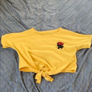 cropped yellow rose top